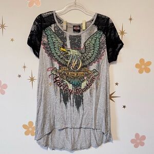 Harley-Davidson Gray and Black Eagle Graphic Women's Tee